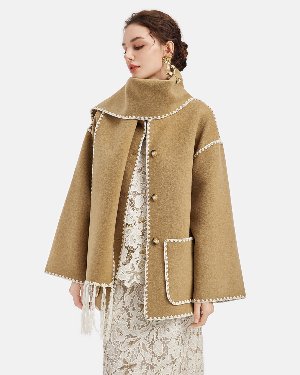 Avustralya Kaşmir Kabuğu İşlemeli Ceket