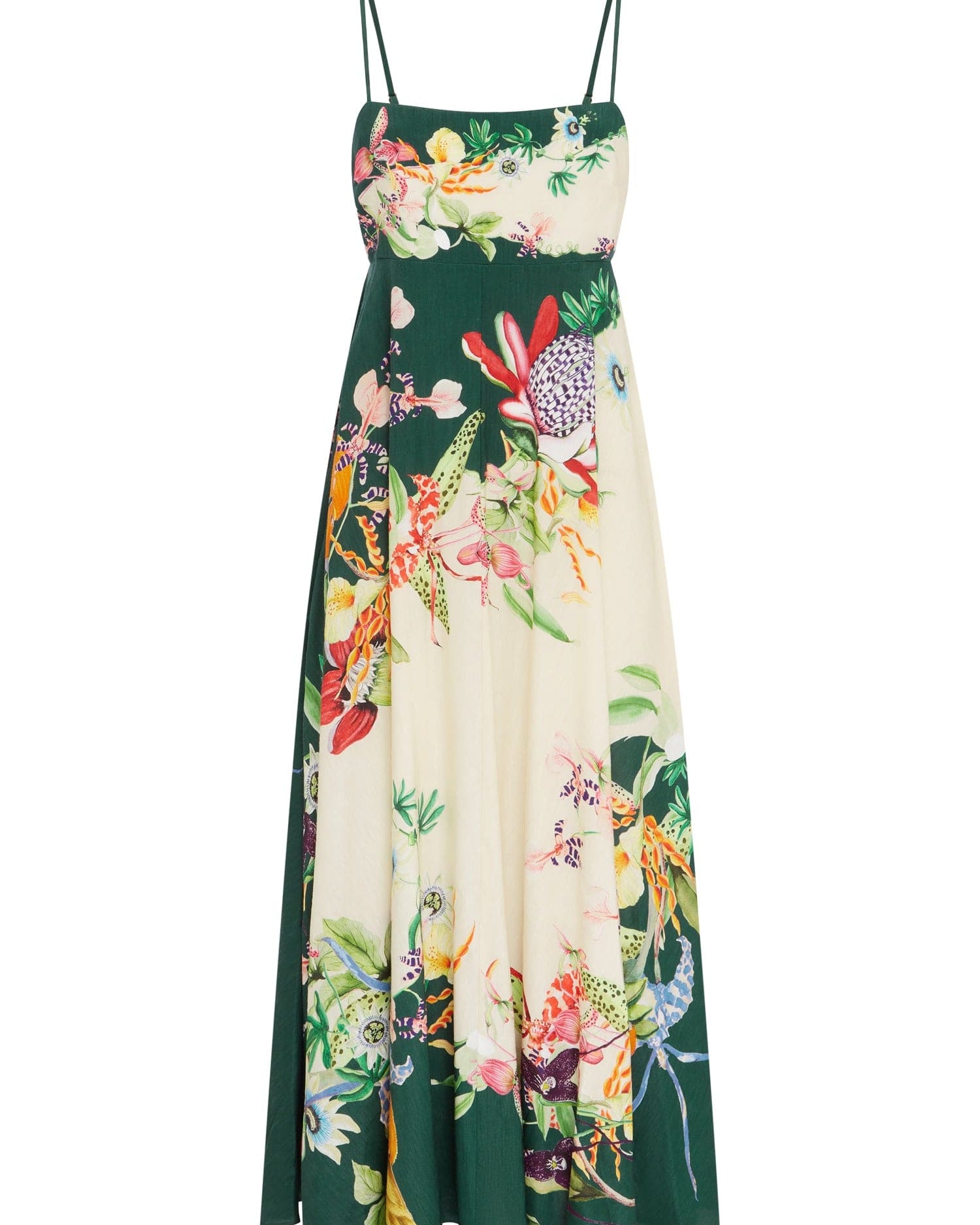 Florama Tropikal Desenli Askılı Elbise