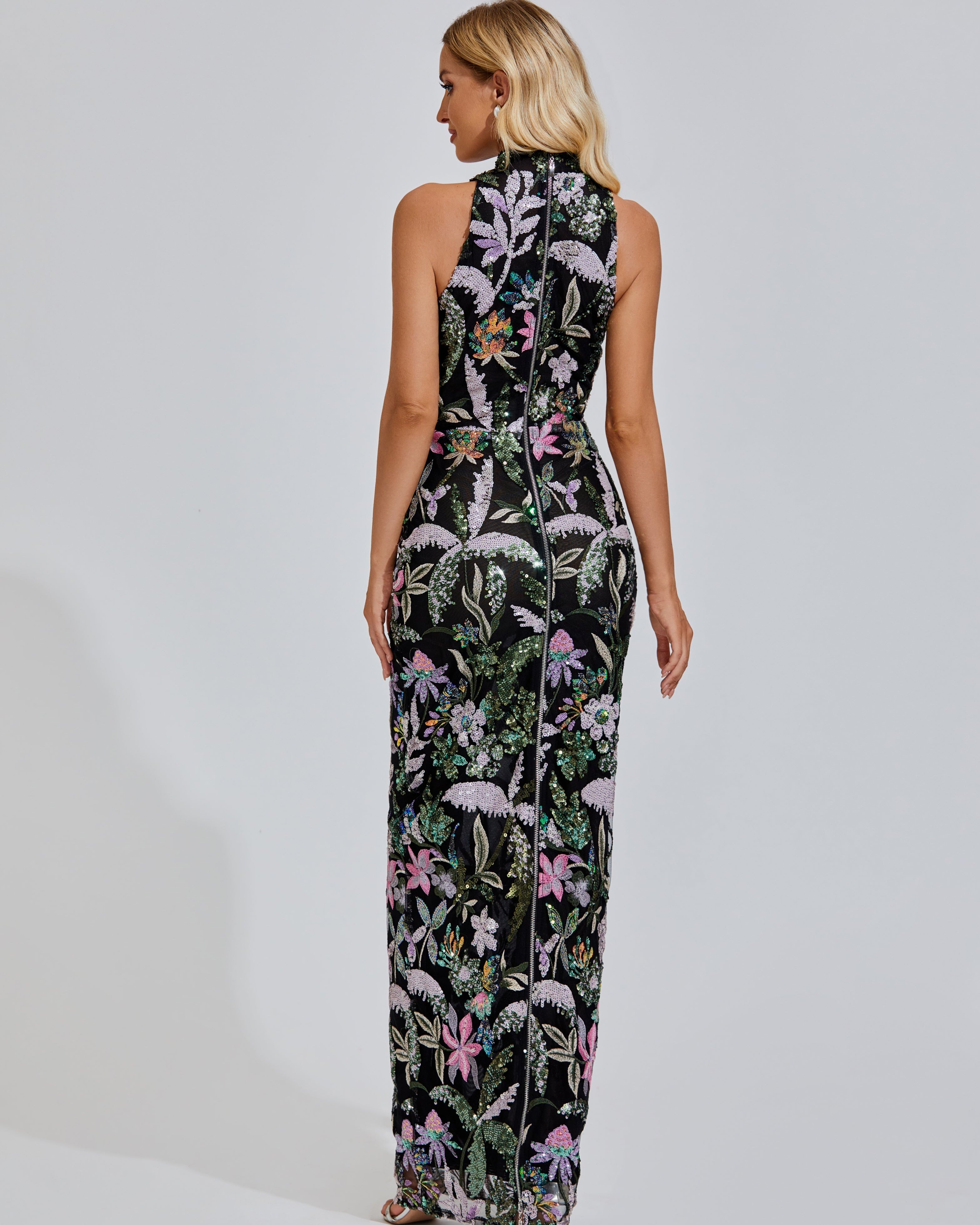 Sheila İşlemeli Payetler Maxi Elbise