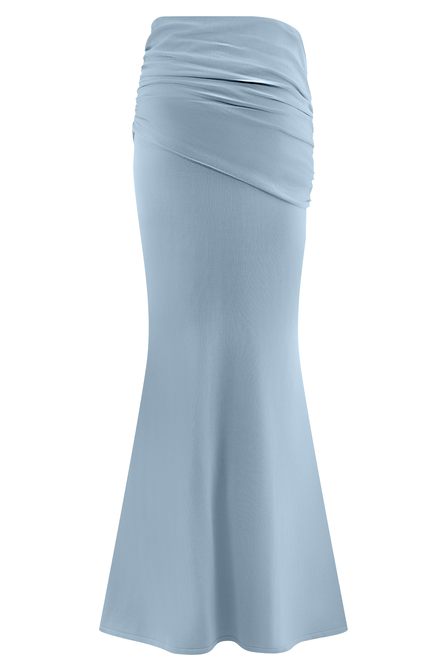 Skyline Drapeli Maxi Etek – Buz Mavi