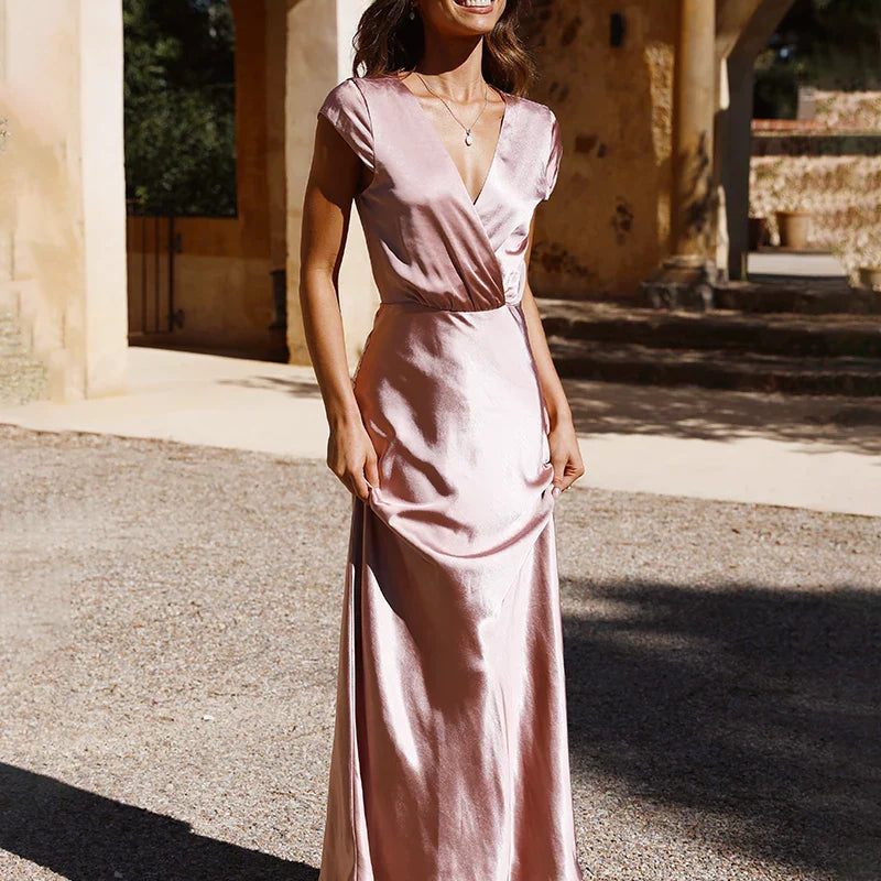 Selma Uzun Elbise - Toz Pembe