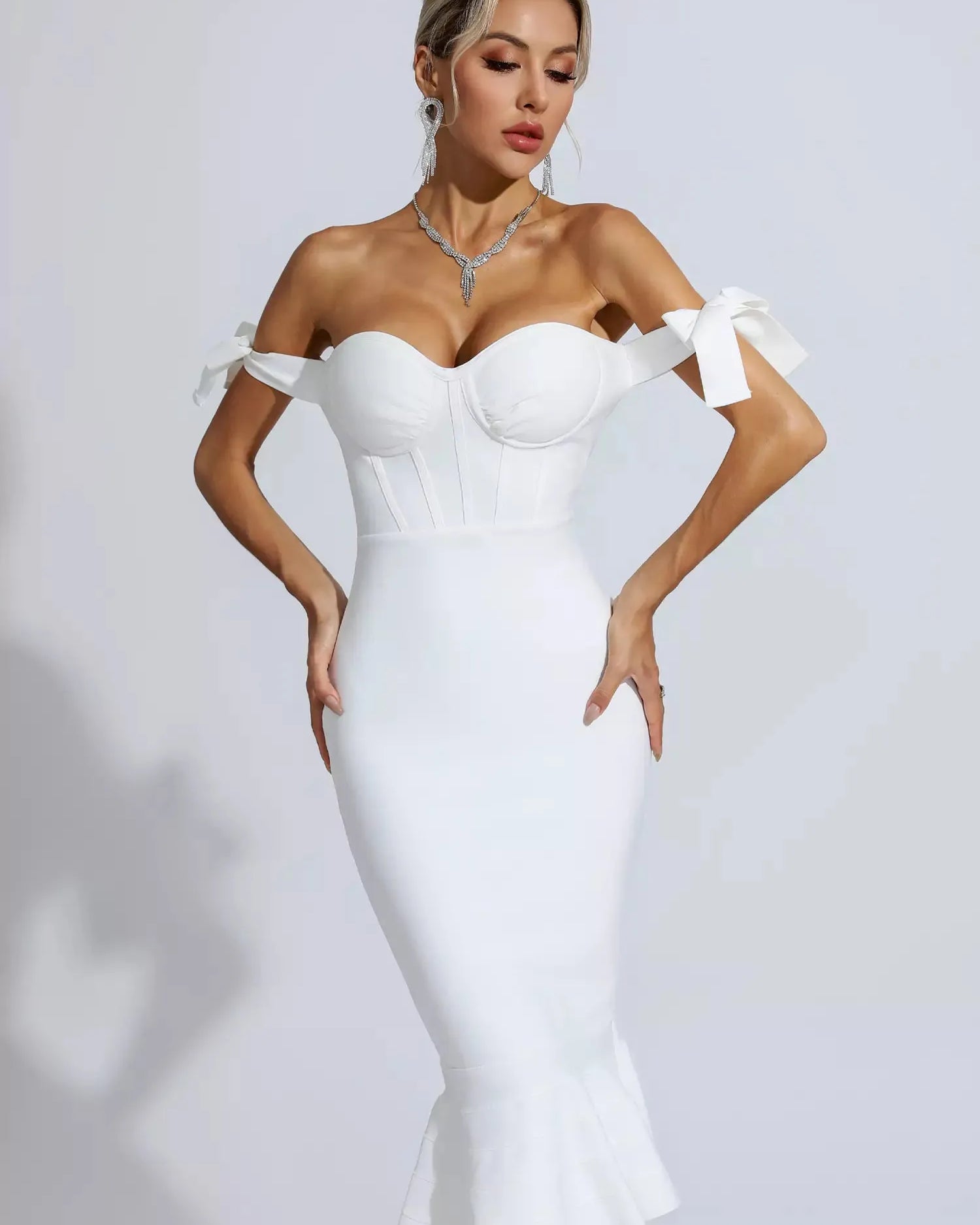 Legacy Beyaz Deniz Kızı Midi Elbise