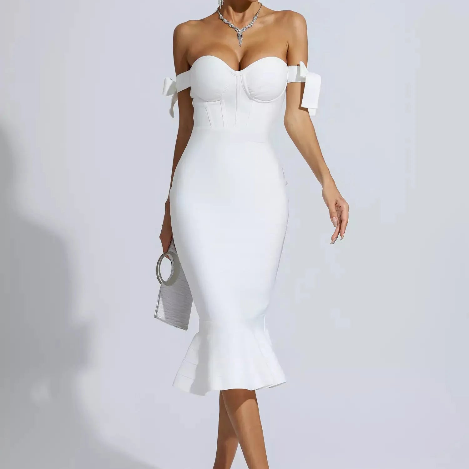 Legacy Beyaz Deniz Kızı Midi Elbise