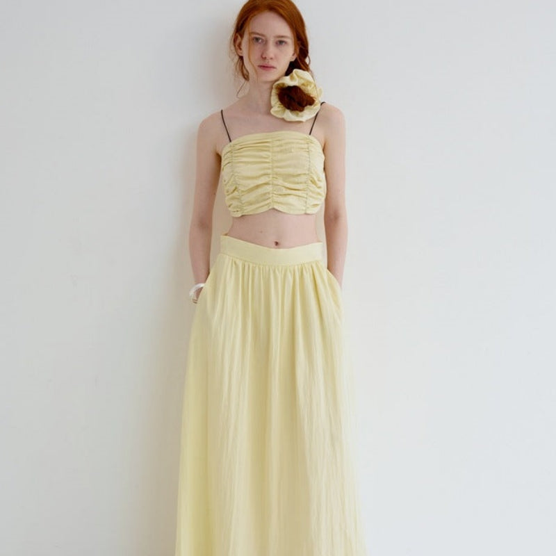 Pileli Kolsuz Bandeau Üst