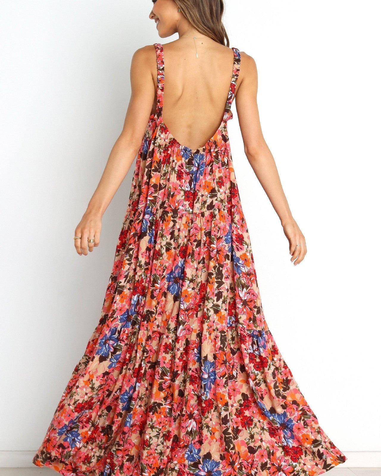 Brianna Baskılı Dairesel A Kesim Maxi Elbise