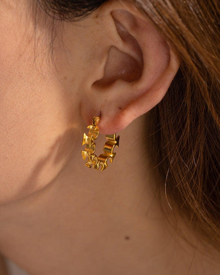 18K Altın Kaplama Katlanmış Stil Küpe