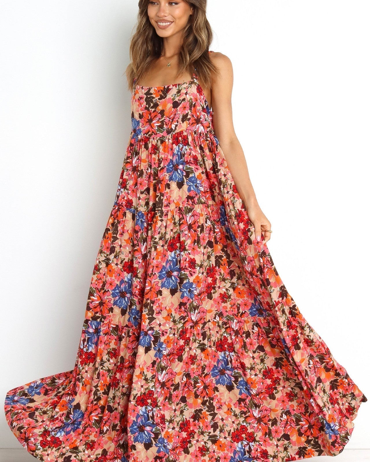 Brianna Baskılı Dairesel A Kesim Maxi Elbise