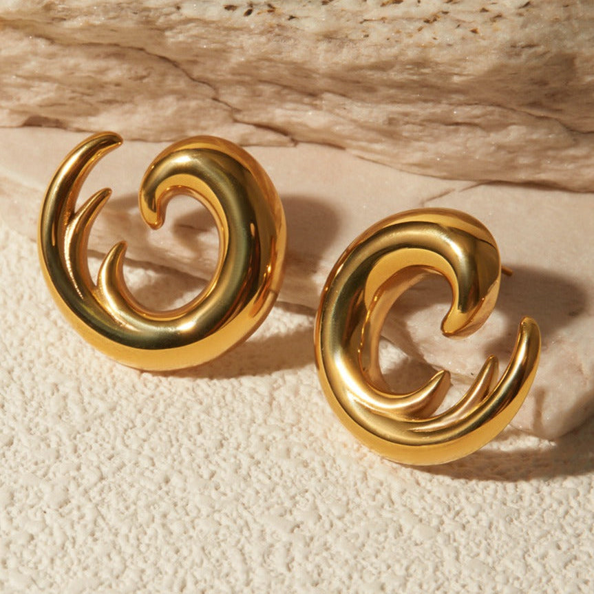 18K Altın Kaplama Dalga Küpe