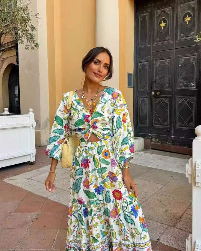 Fener Kol Baskılı Elbise