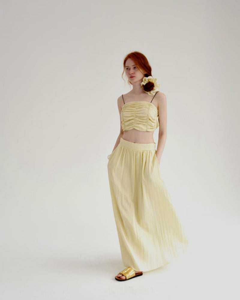 Pileli Kolsuz Bandeau Üst