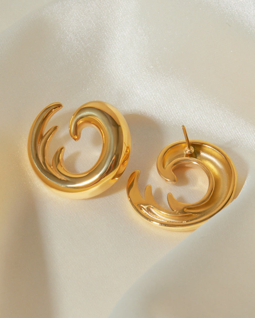 18K Altın Kaplama Dalga Küpe