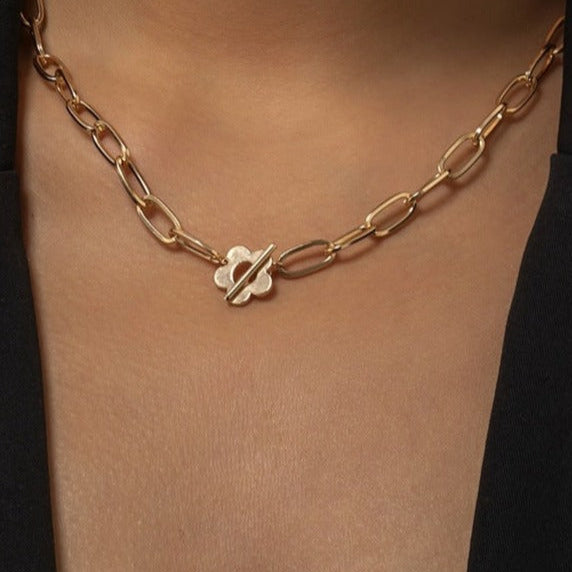 18 Ayar Altın Kaplama Çiçekli Kolye