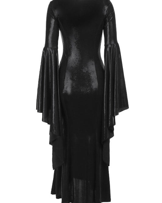 Zil Kollu Metalik Maxi Elbise