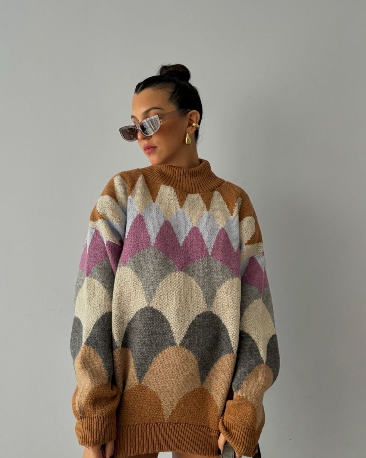Geometrik Retro Oversize Kazak