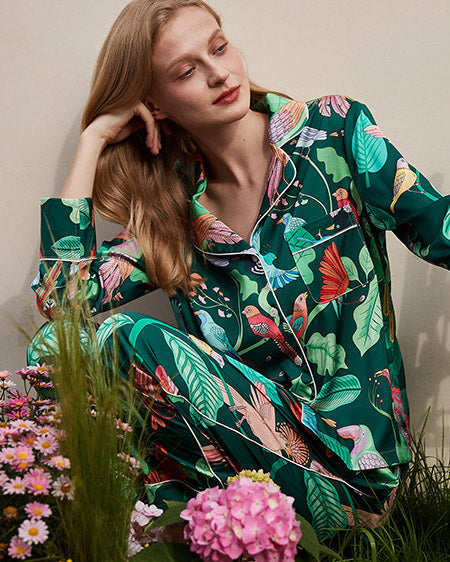 Kaplan ve Maymun Desenli Buz Kol Loungewear Seti