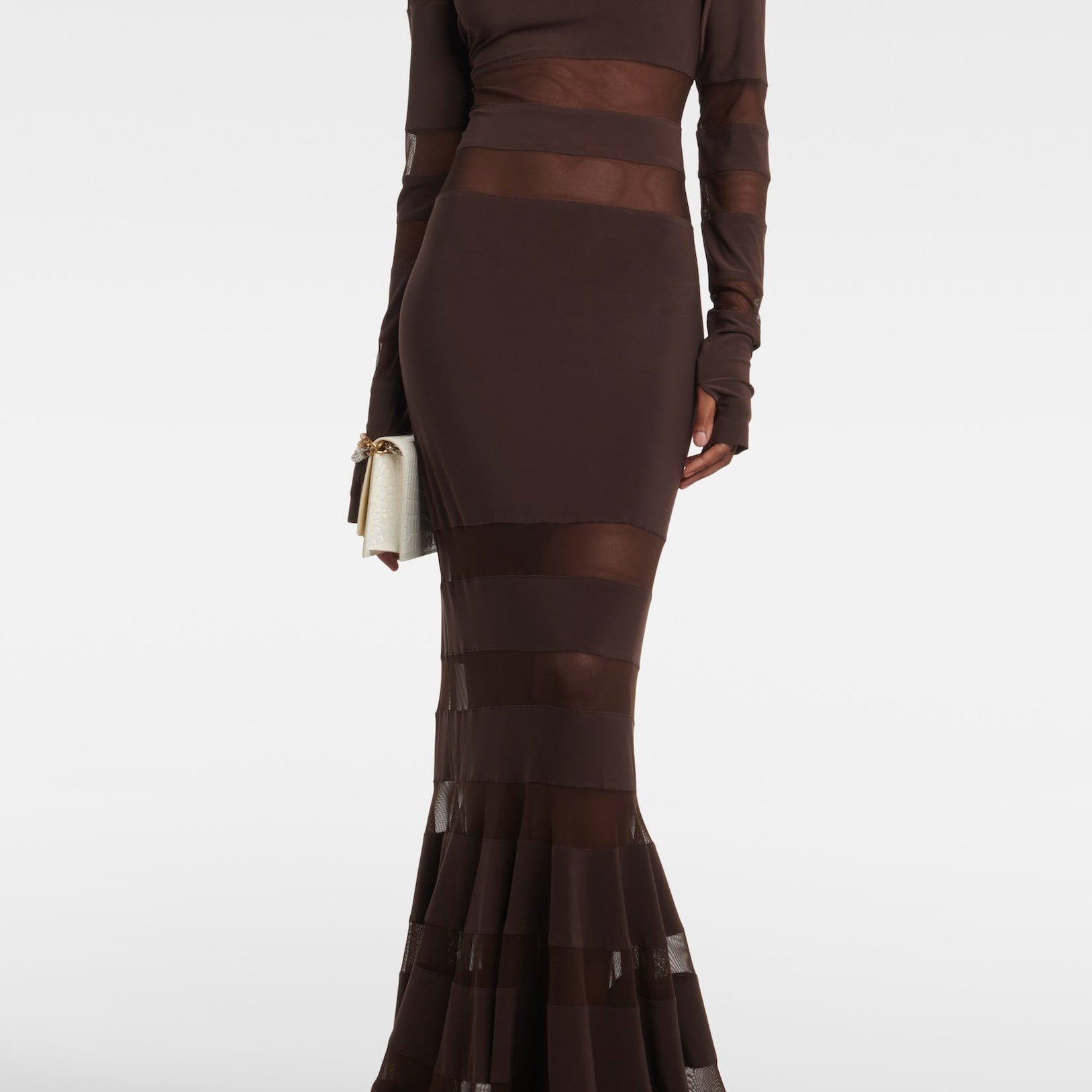 Ophelia File Ek Parçalı Bisiklet Yaka Maxi Elbise