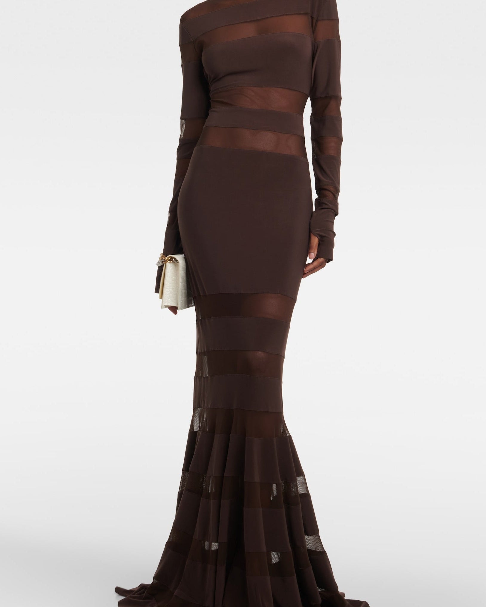 Ophelia File Ek Parçalı Bisiklet Yaka Maxi Elbise