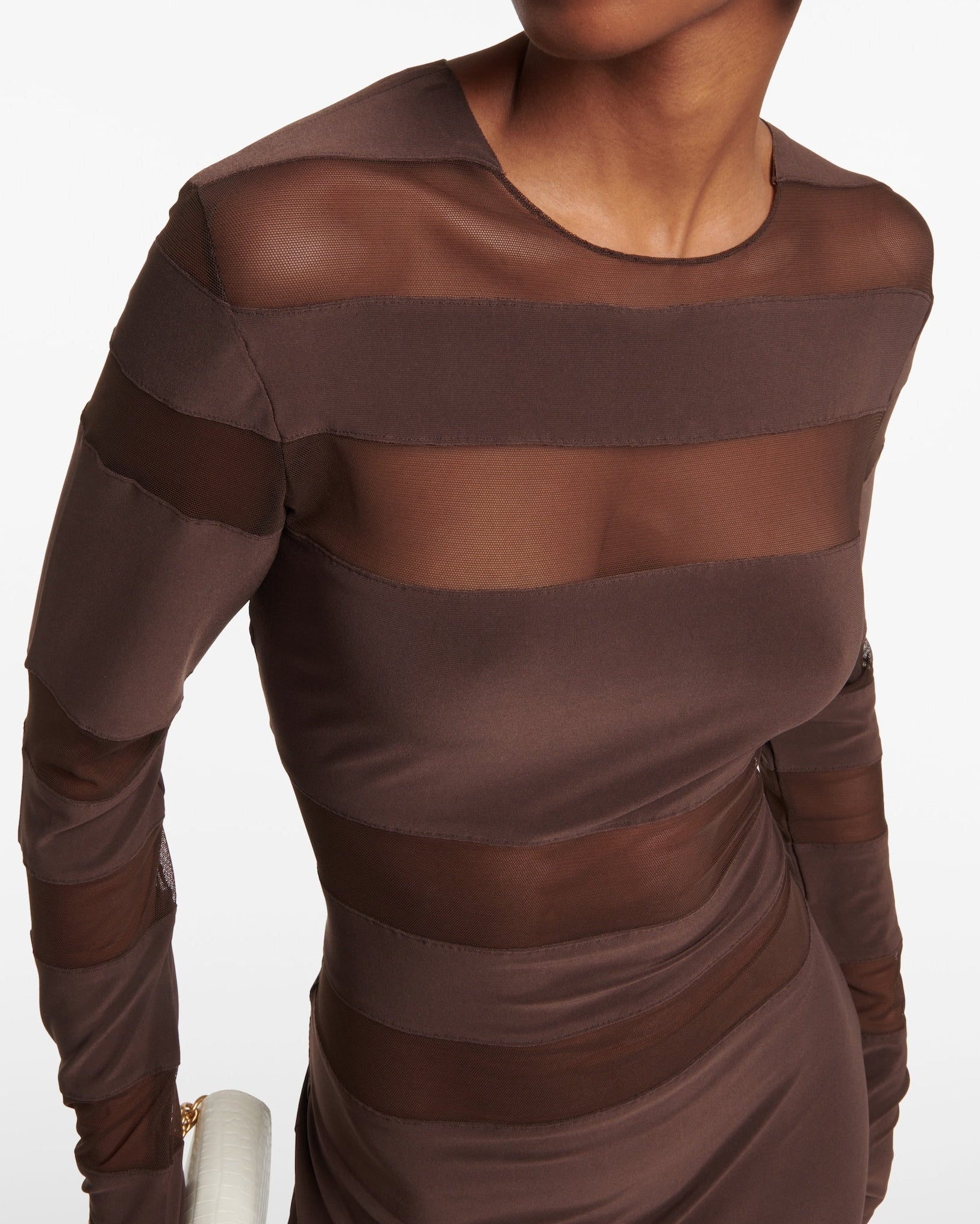 Ophelia File Ek Parçalı Bisiklet Yaka Maxi Elbise