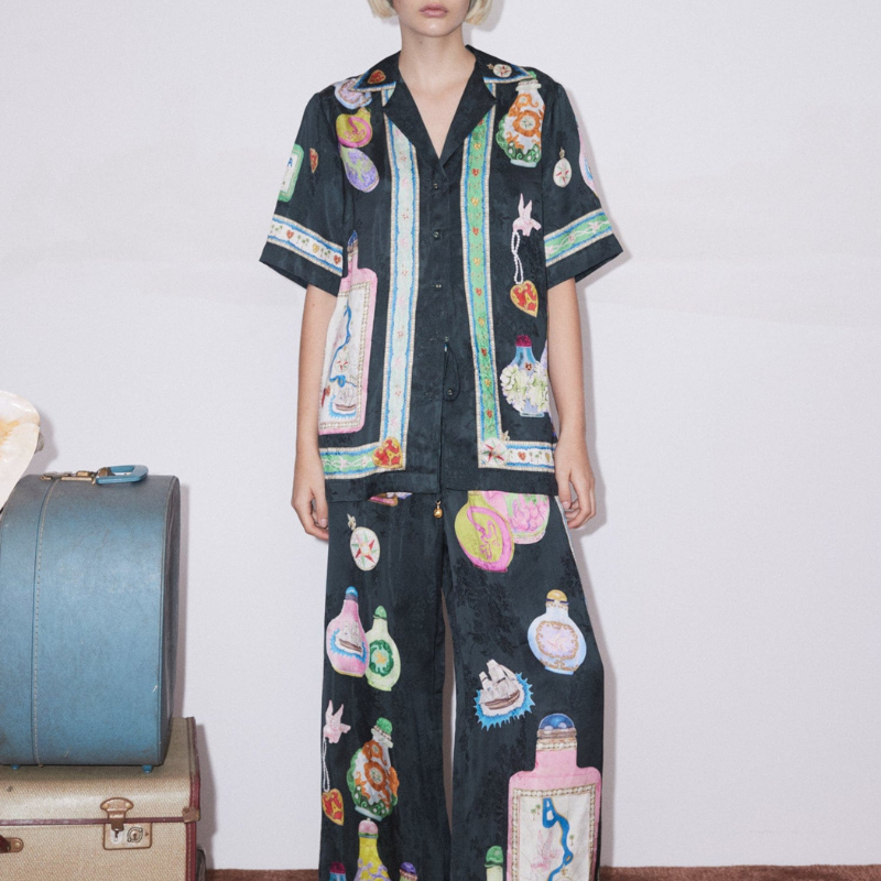 Philomène V Yaka Vazo Desenli Pantolon Takım