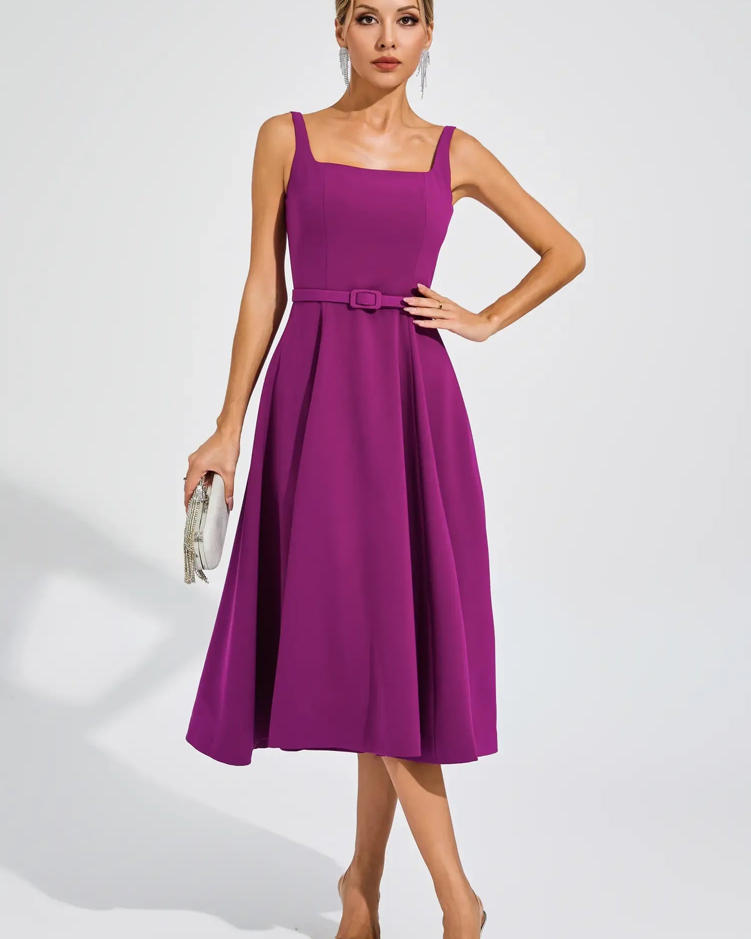 Phyllis Mor Slip Midi Elbise