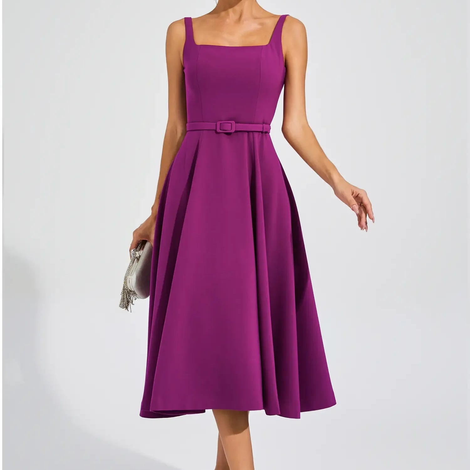 Phyllis Mor Slip Midi Elbise