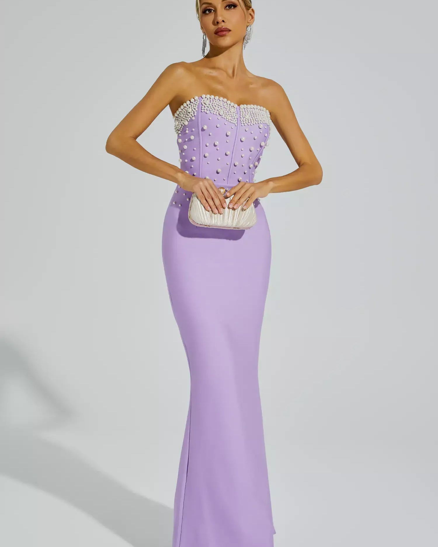 Rebekah Mor Boncuklu Bandaj Maxi Elbise