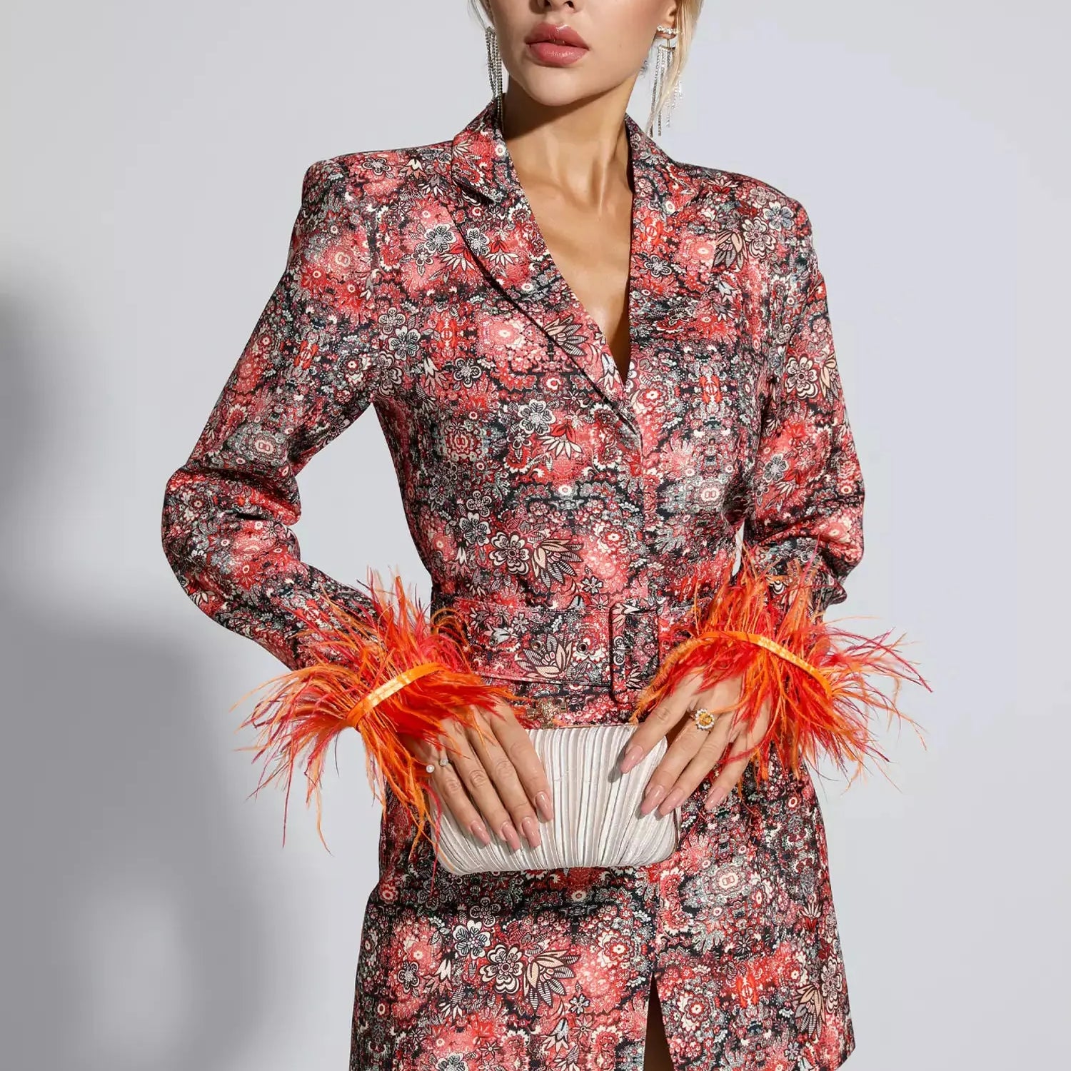 Remington Çiçekli Tüy Mini Elbise