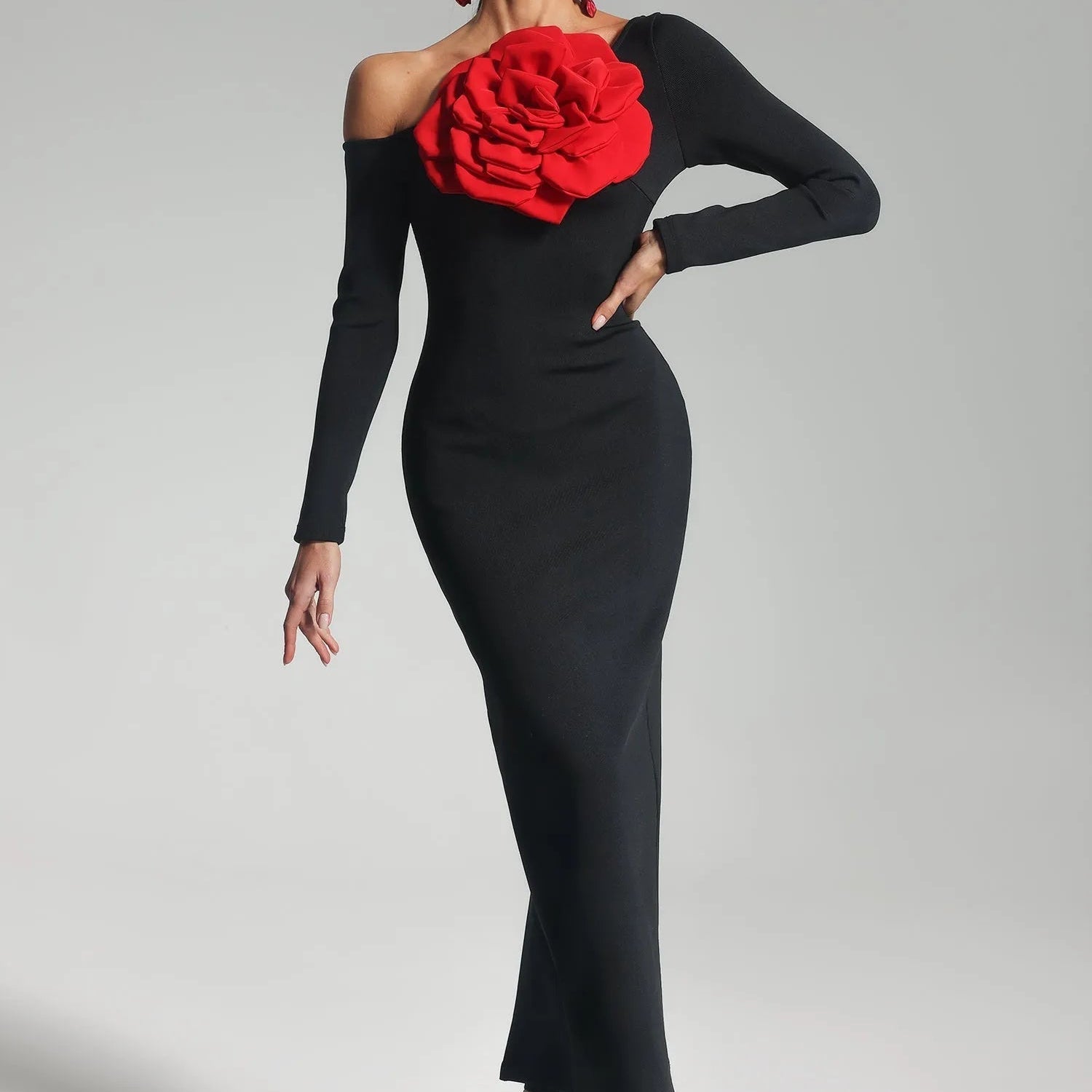 Çiçekli Bandaj Maxi Elbise