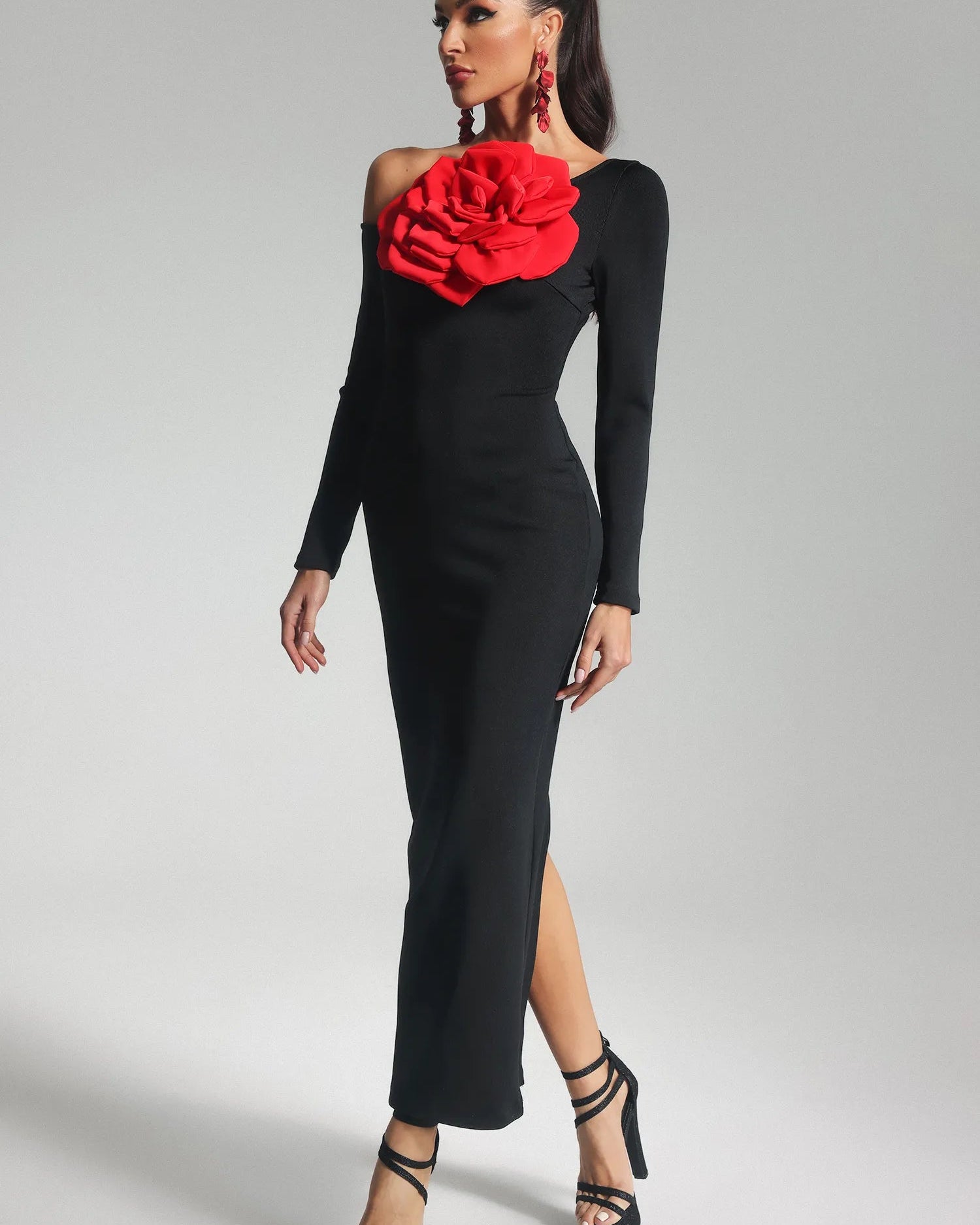 Çiçekli Bandaj Maxi Elbise