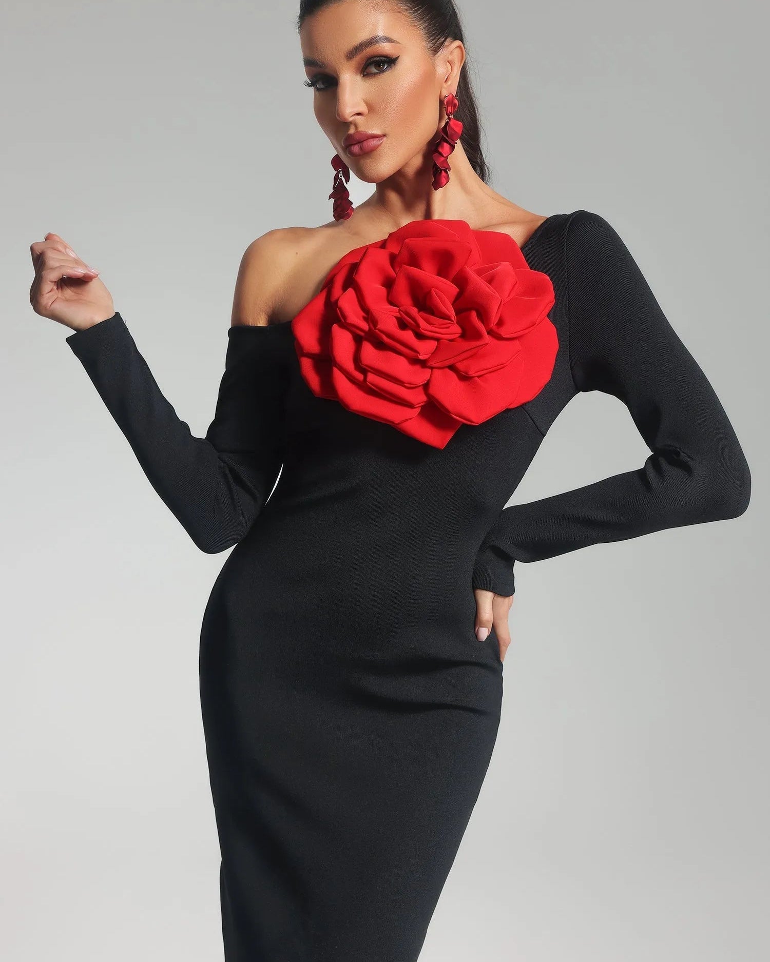 Çiçekli Bandaj Maxi Elbise