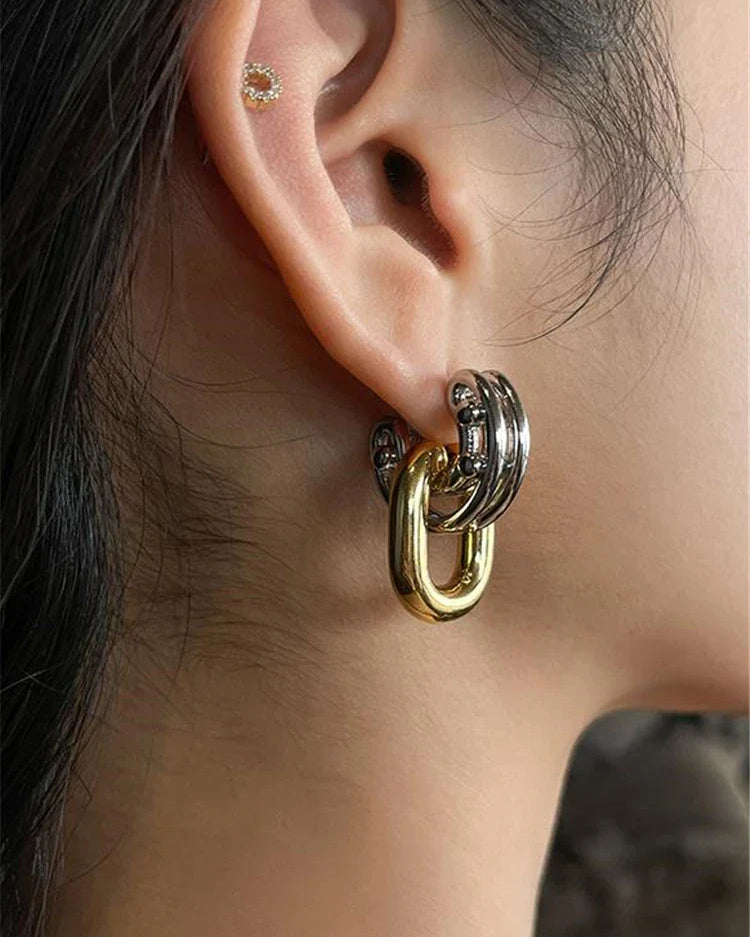 İki Renkli Metal Küpe