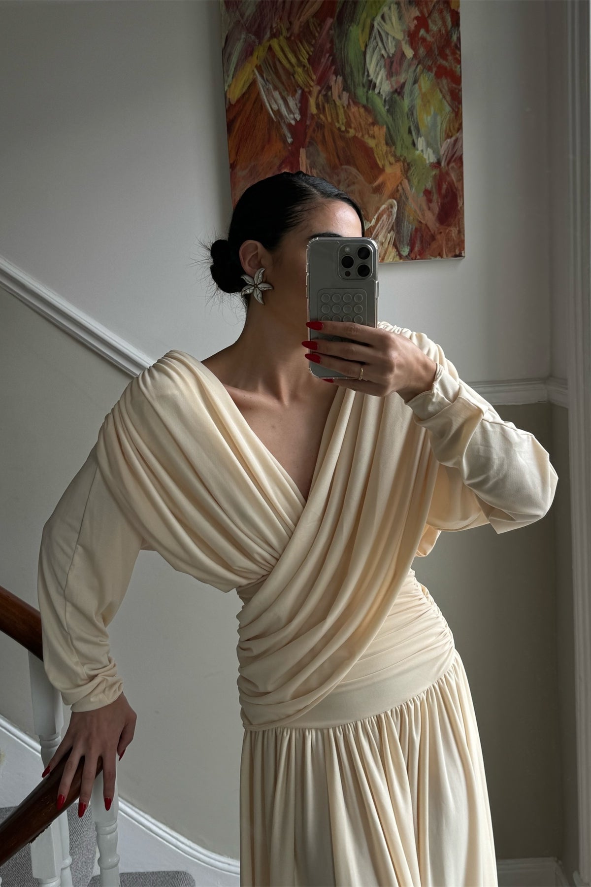 Venüs Haç Drapeli Sırtı Açık Uzun Elbise