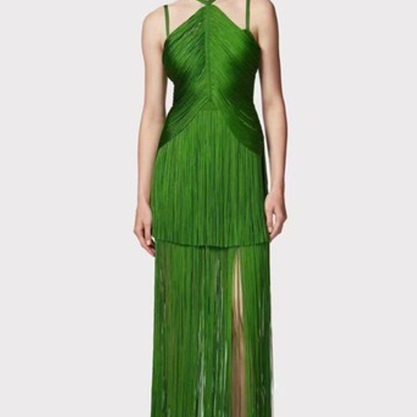 Phoebe Boyundan Bağlamalı Püsküllü Maxi Elbise