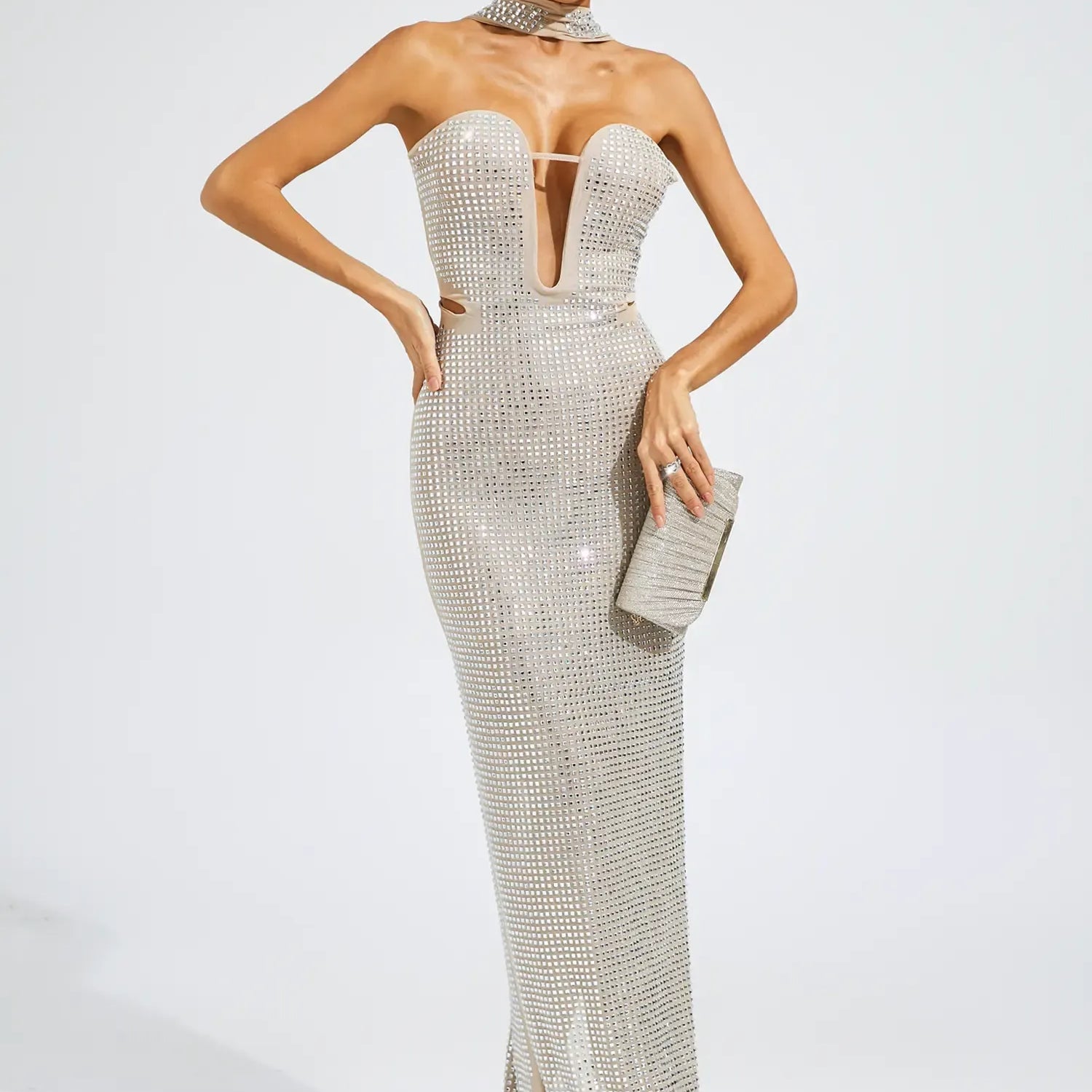 Yasemin Kayısı Düşük Omuz Maxi Elbise