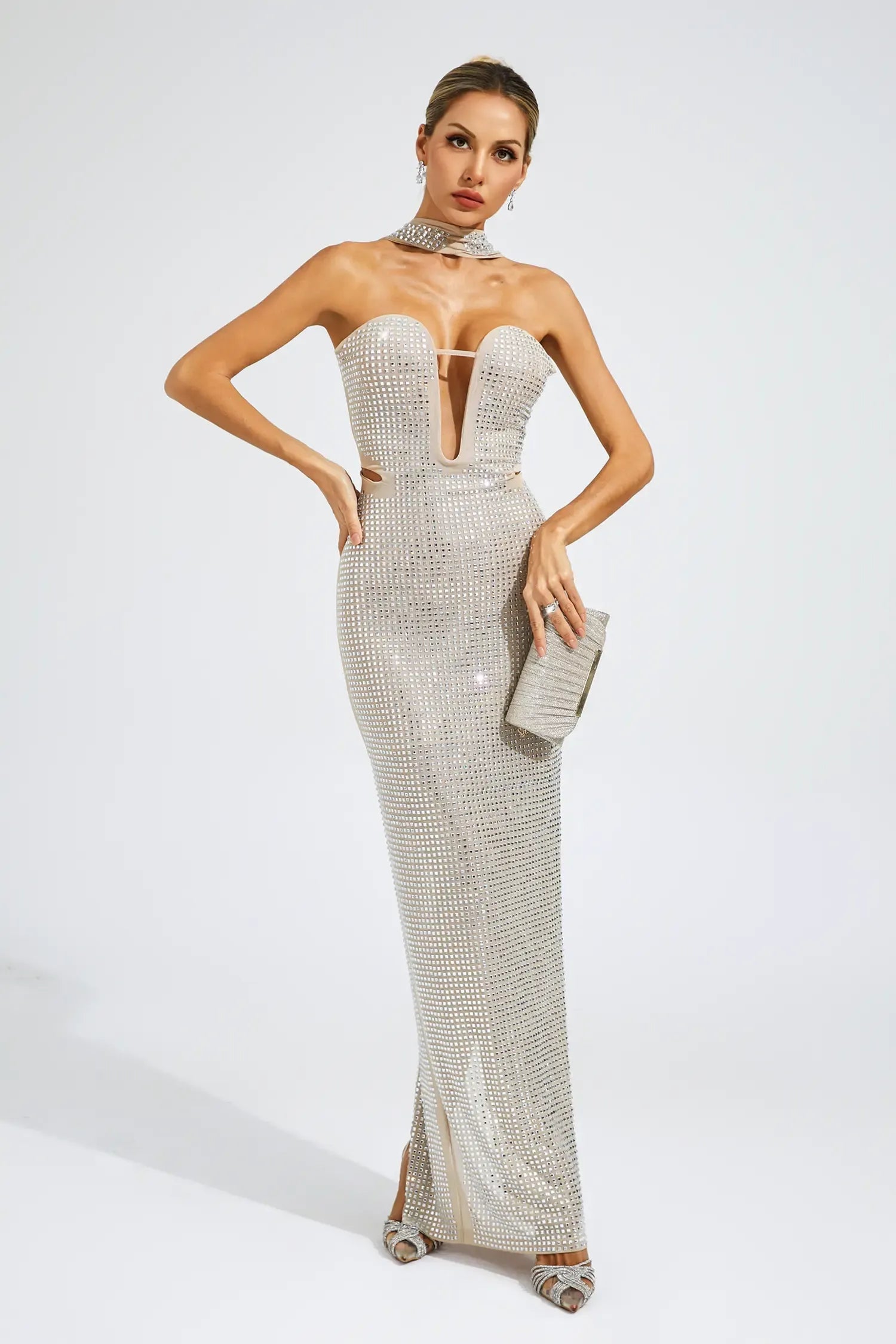 Yasemin Kayısı Düşük Omuz Maxi Elbise