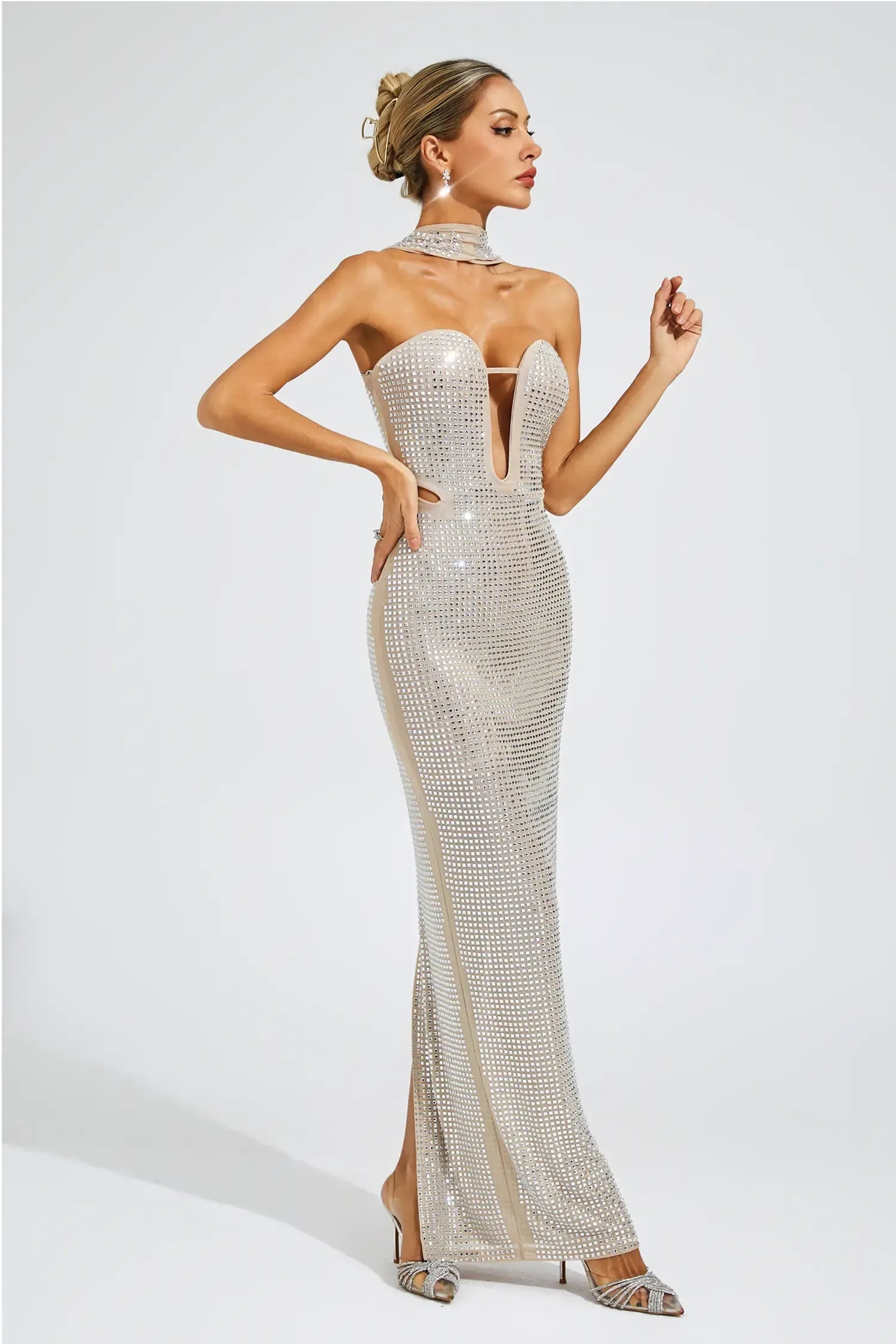 Yasemin Kayısı Düşük Omuz Maxi Elbise