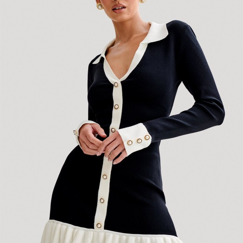 Alexia Kontrast  Mini Örgü Elbise