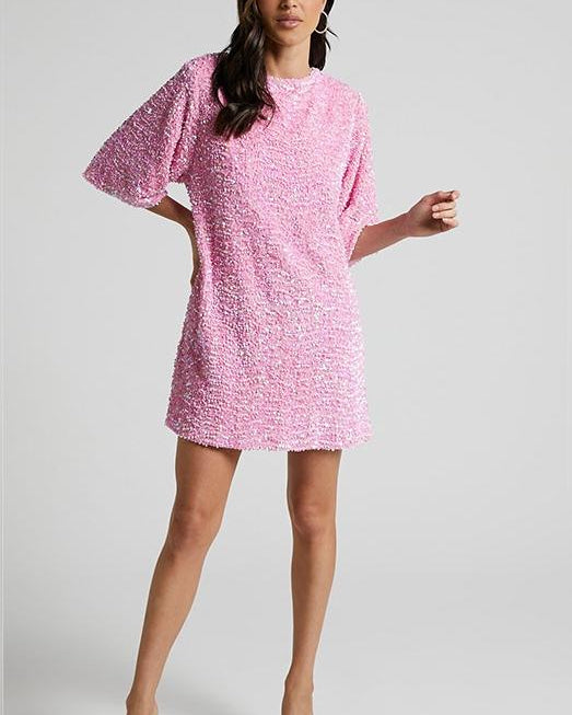 Alma Payetler Sırtı Açık Mini Elbise