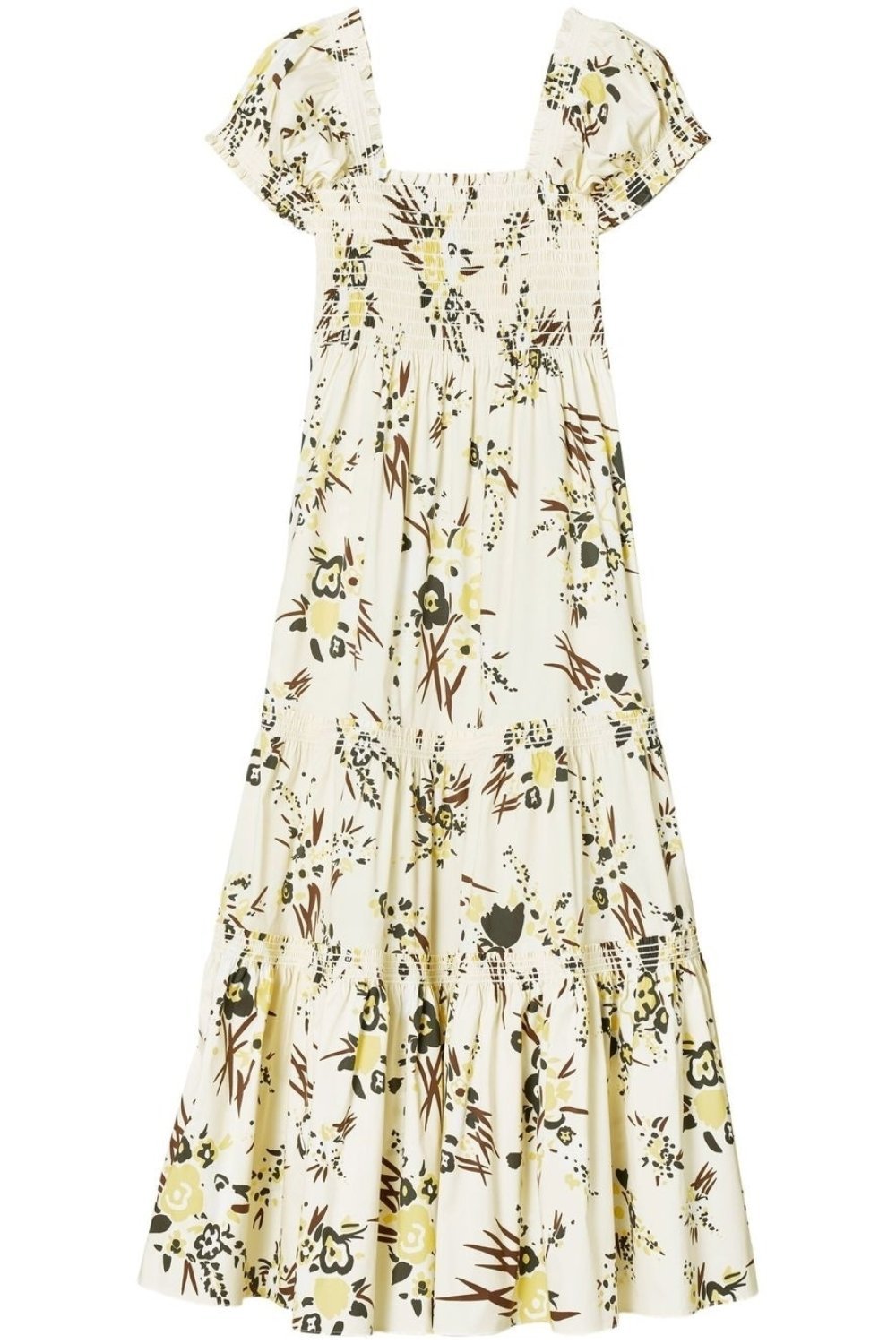 Amity Baskılı Büzgülü Korsajlı Uzun Elbise