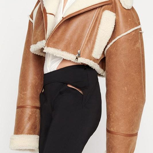 Anastasia Kısa Kürklü Deri Ceket