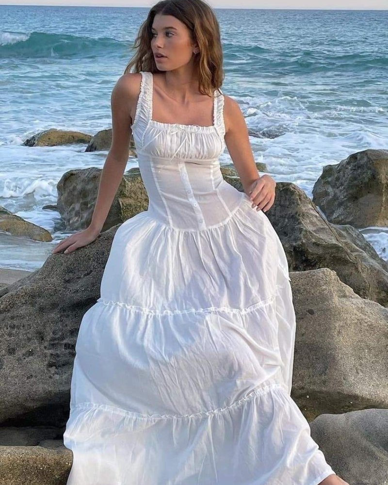 Anastasia Ruffle Yarı Şeffaf Uzun Elbise