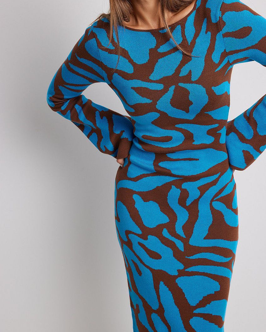 Ava Jakarlı Örgü Midi Elbise