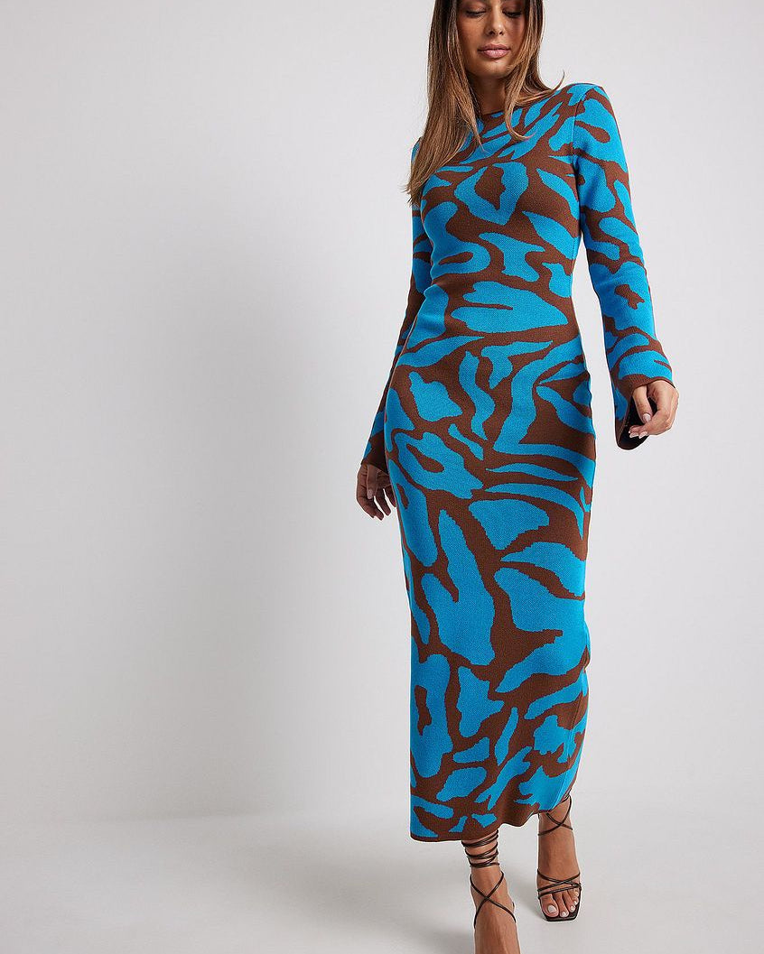 Ava Jakarlı Örgü Midi Elbise