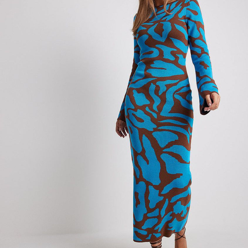 Ava Jakarlı Örgü Midi Elbise