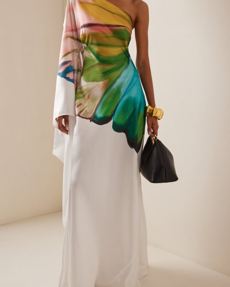 Bernice Baskılı Tek Kol Maxi Elbise