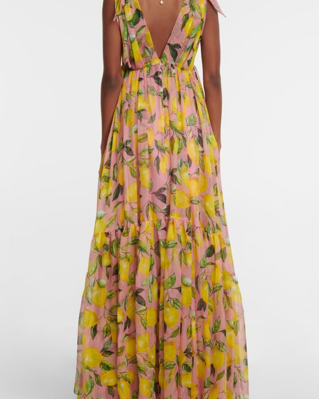 Blanche Baskılı V Yaka Düğümlü Maxi Elbise