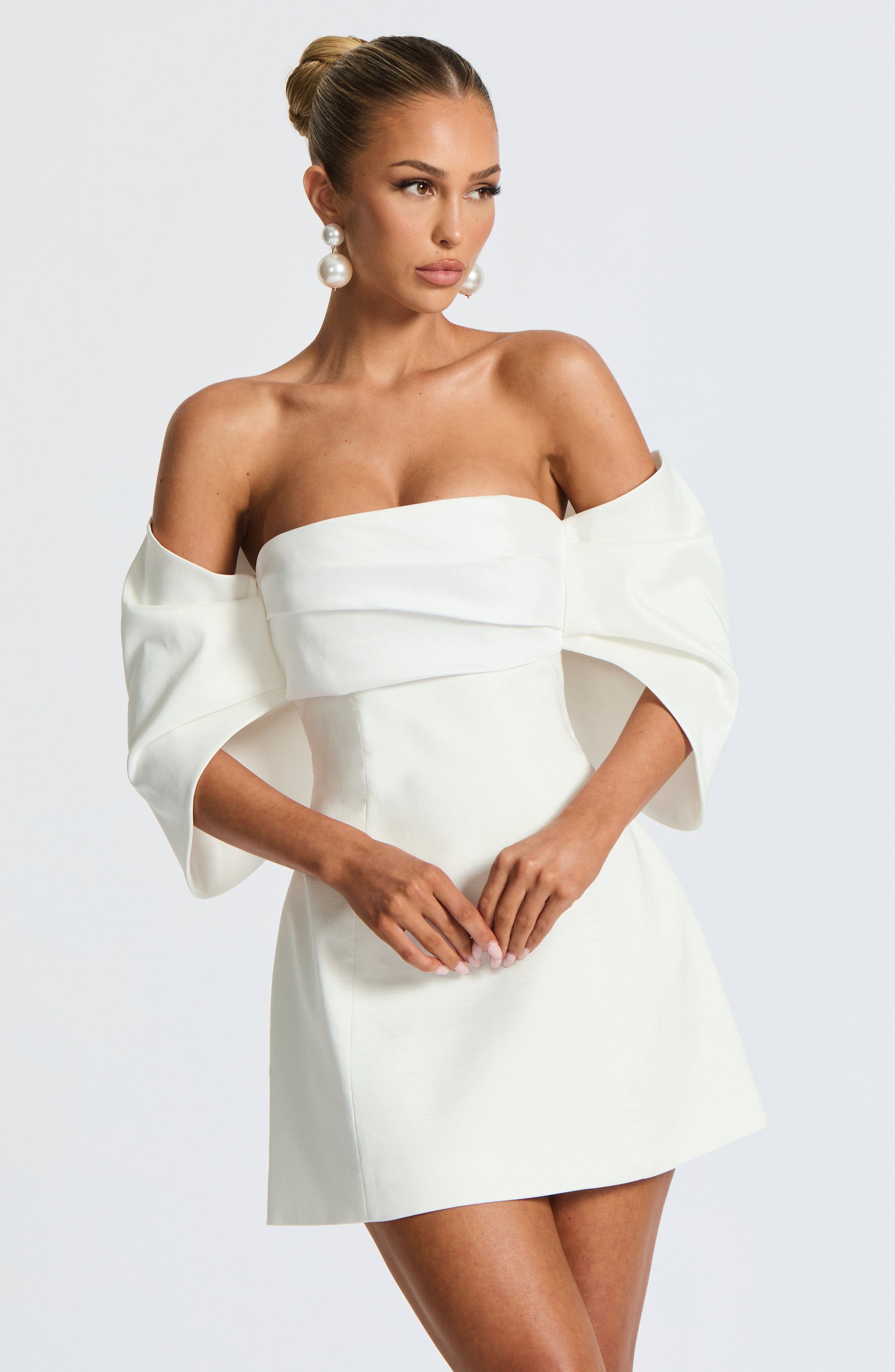 Briella Mini Elbise – Ekru