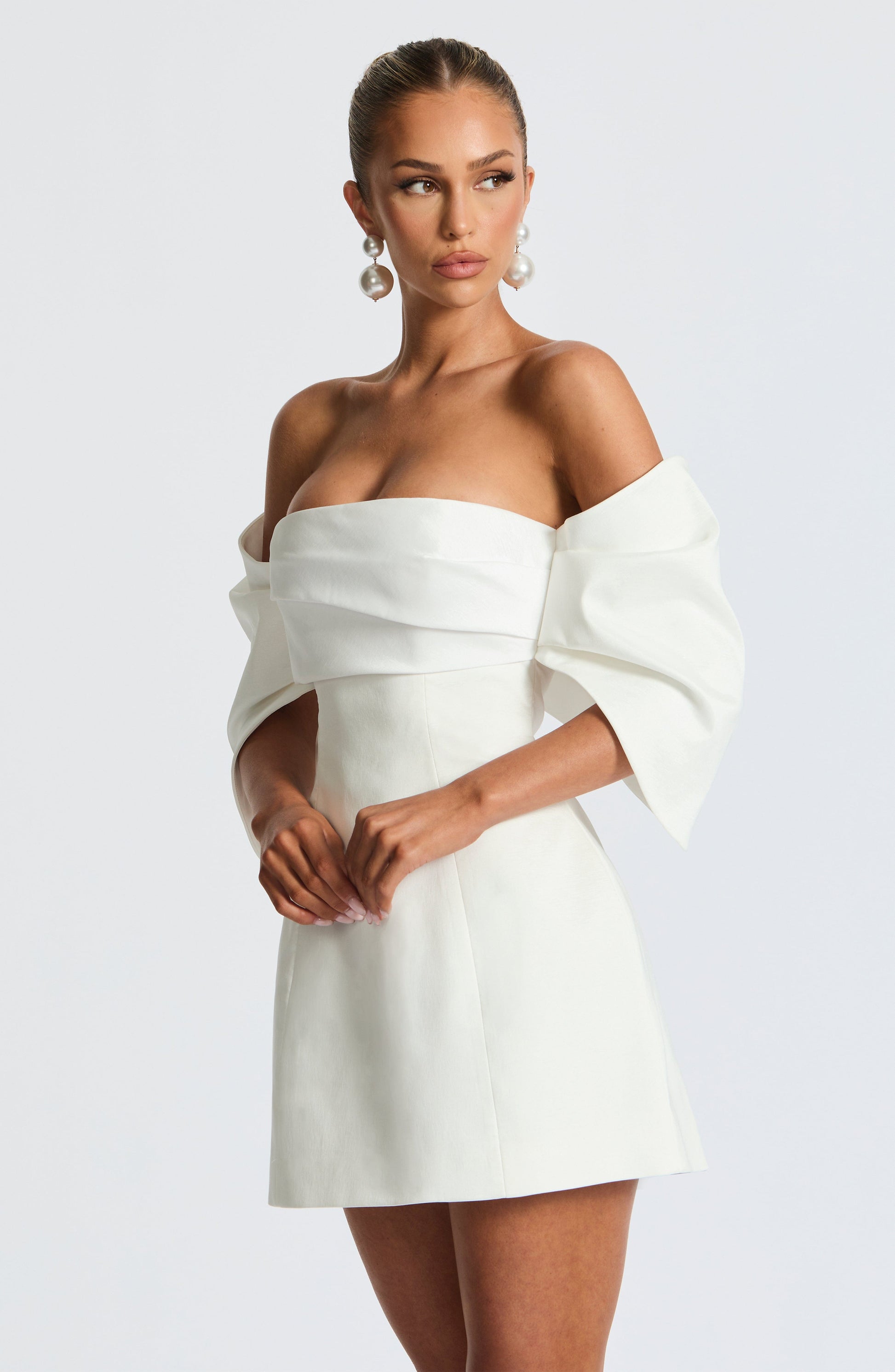 Briella Mini Elbise – Ekru