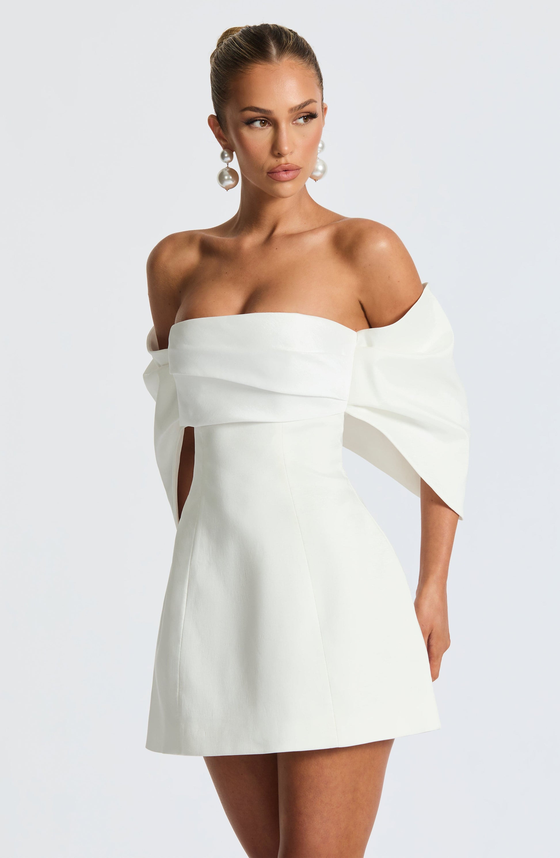 Briella Mini Elbise – Ekru