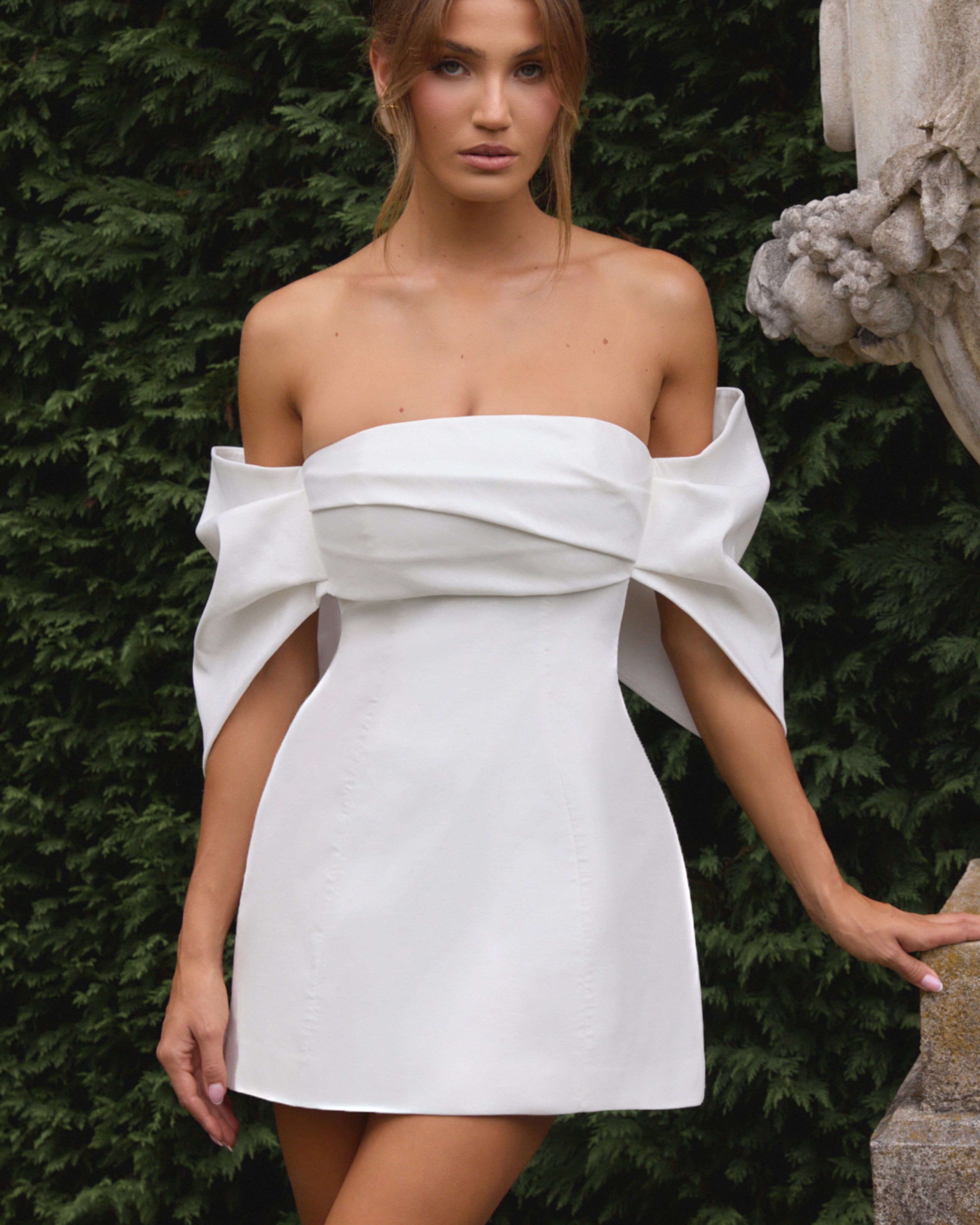 Briella Mini Elbise – Ekru